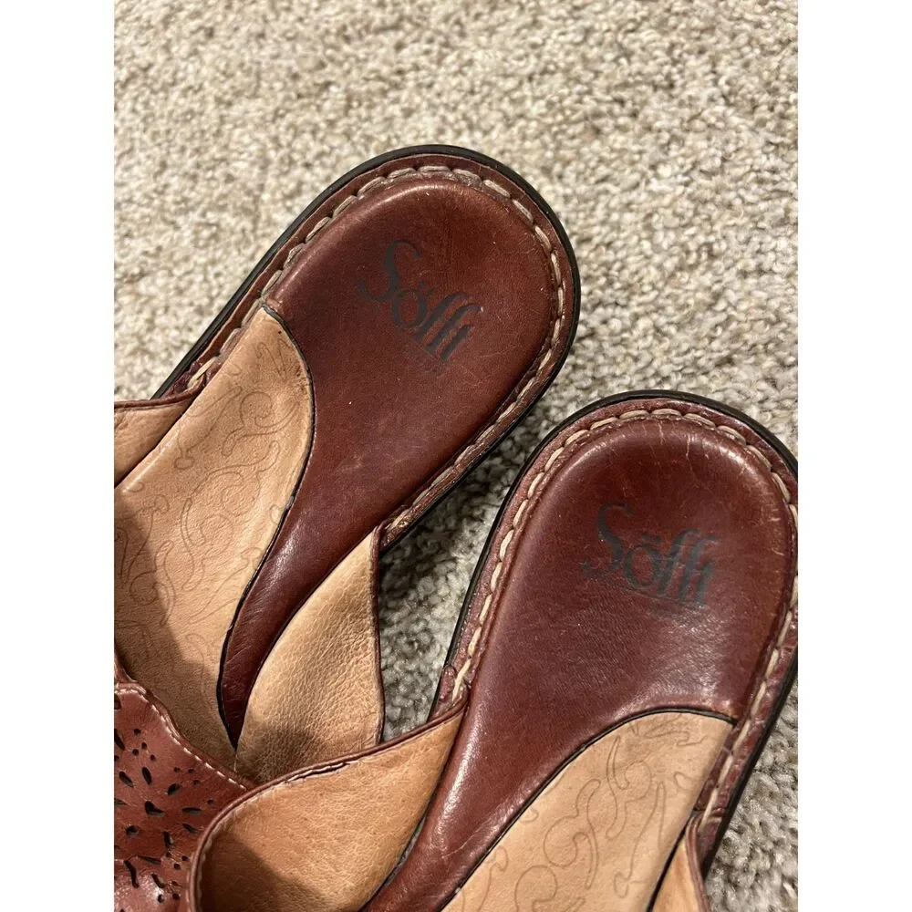 Vintage Söfft Leather Comfort Slide Sandals Size 8.5